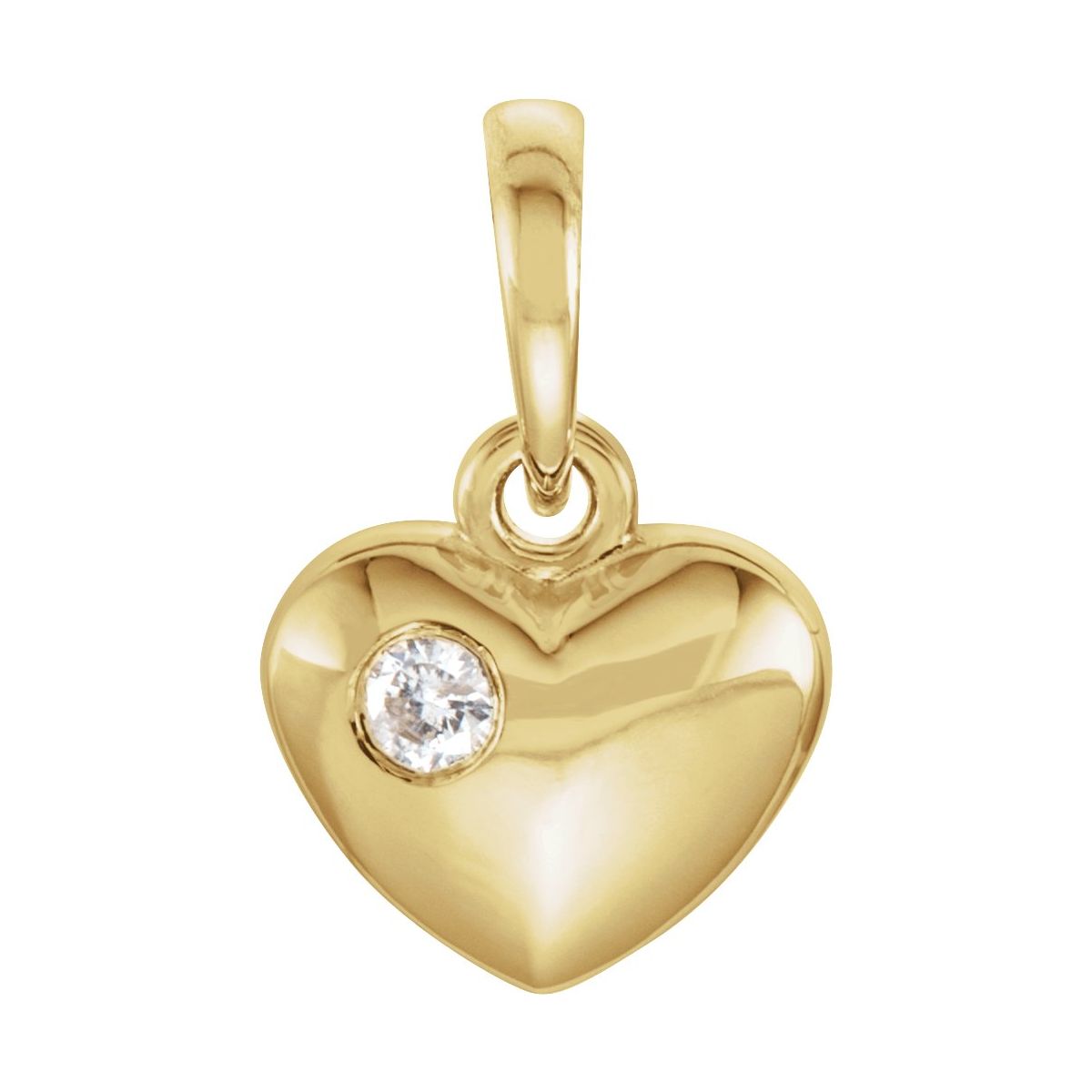 .03 CT Natural Diamond Engravable Heart Pendant in 14k yellow gold