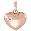 .05 CT Natural Diamond Engravable Heart Pendant in 14k rose gold
