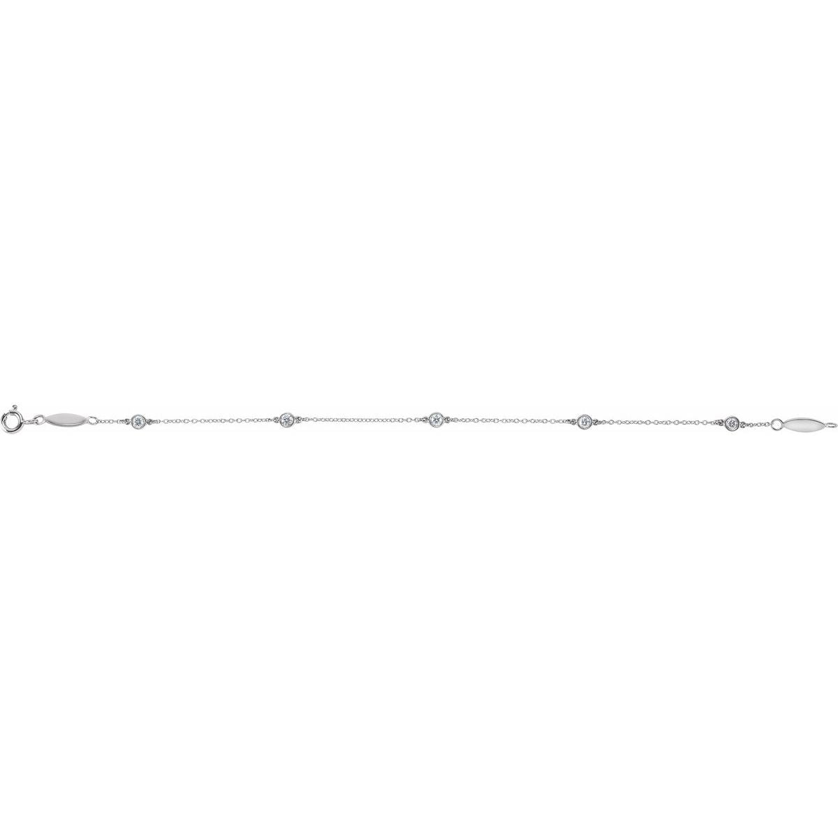 1/3 CTW Lab-Grown Diamond Bezel-Set Station Bracelet in 14k white gold