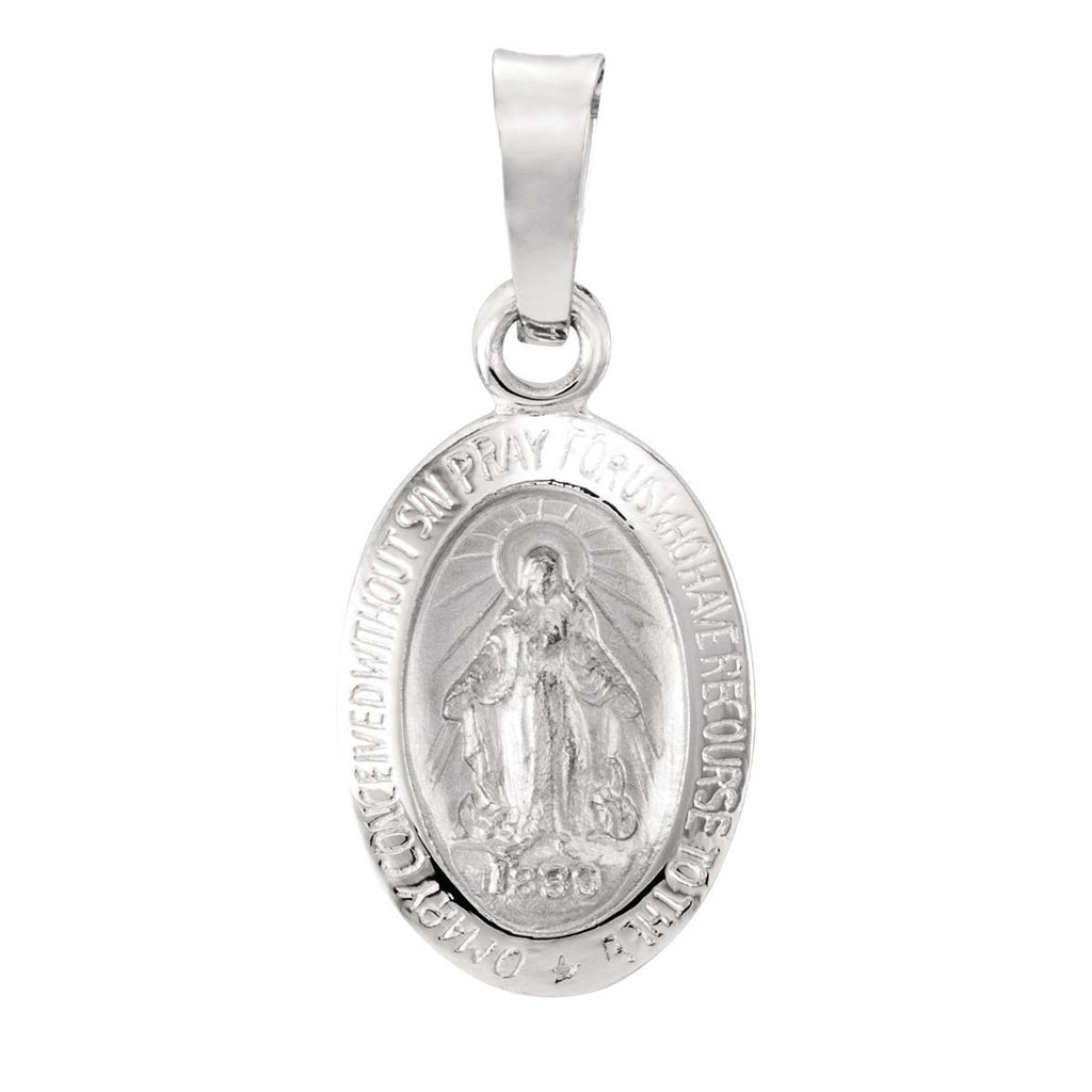 26x18 mm Oval Miraculous Medal in 14k white gold