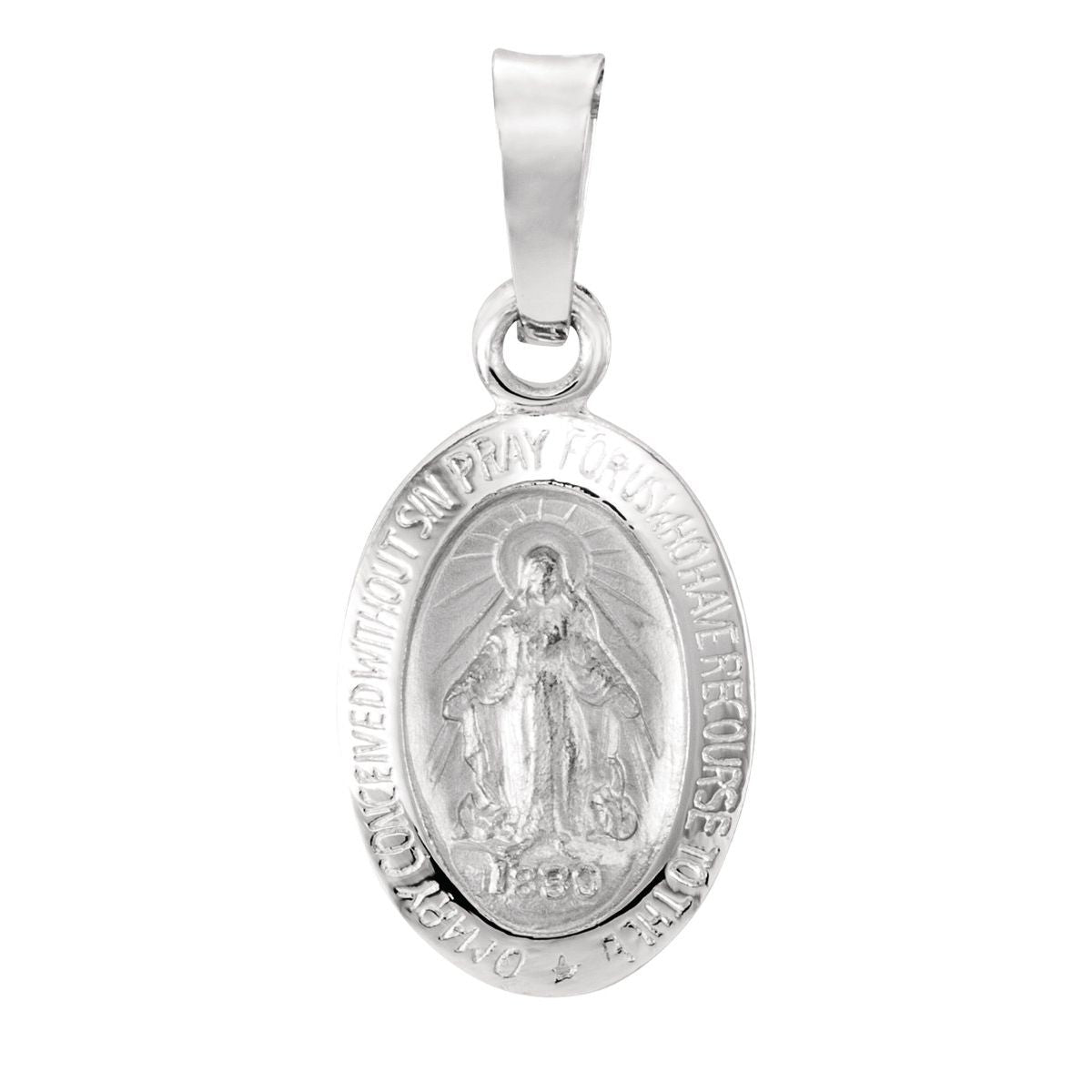 26x18 mm Oval Miraculous Medal in 14k white gold