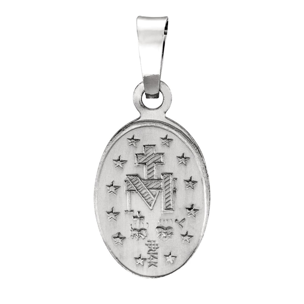 26x18 mm Oval Miraculous Medal in 14k white gold