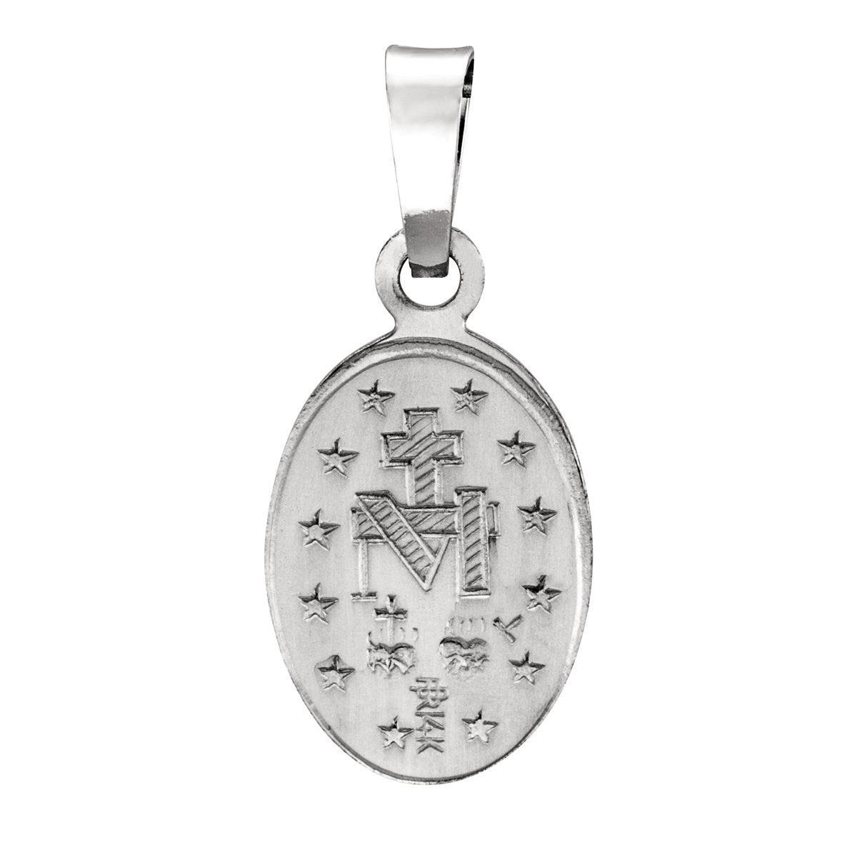 26x18 mm Oval Miraculous Medal in 14k white gold