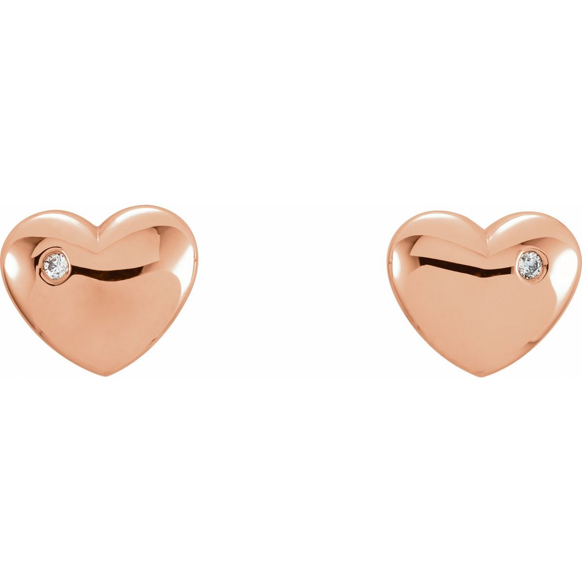 .02 CTW Natural Diamond Puffed Heart Earrings in 14k rose gold