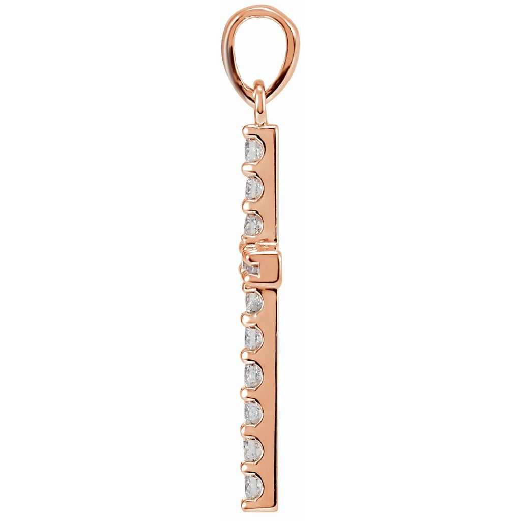 1 3/8 CTW Natural Diamond Cross Pendant in 14k rose gold