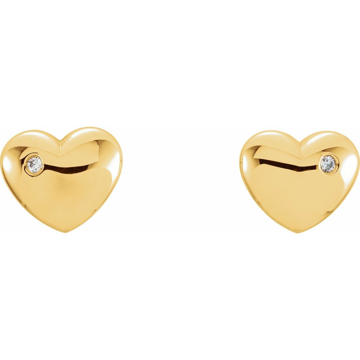 .02 CTW Natural Diamond Puffed Heart Earrings in 14k yellow gold