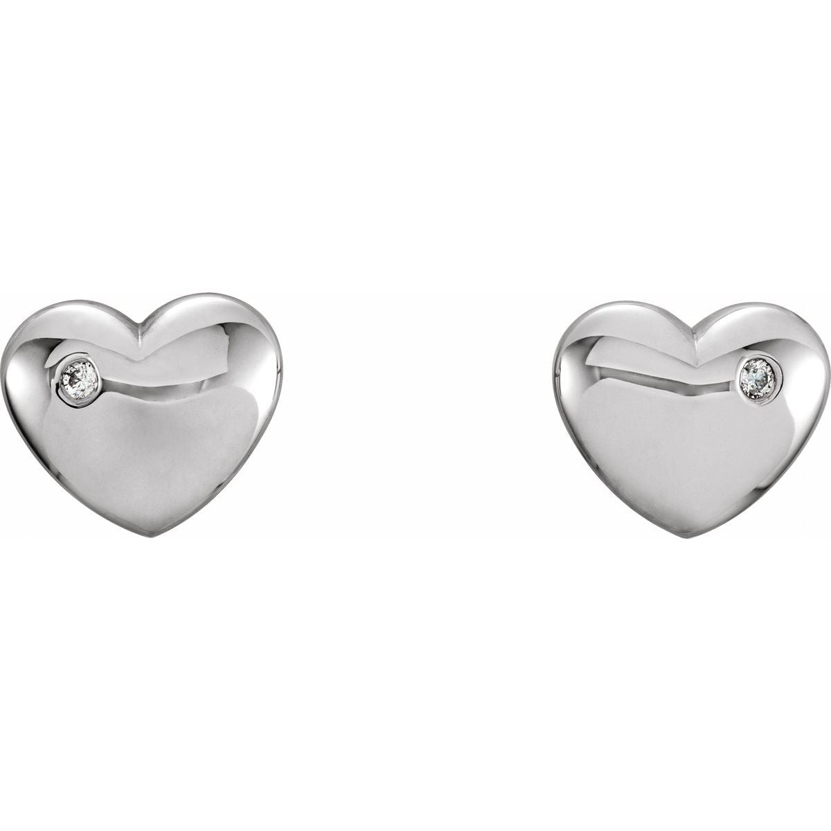 .02 CTW Natural Diamond Puffed Heart Earrings in 14k white gold