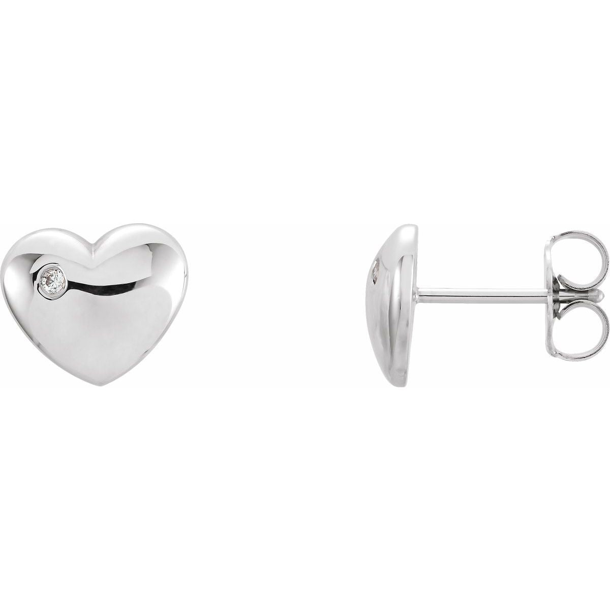 .02 CTW Natural Diamond Puffed Heart Earrings in 14k white gold