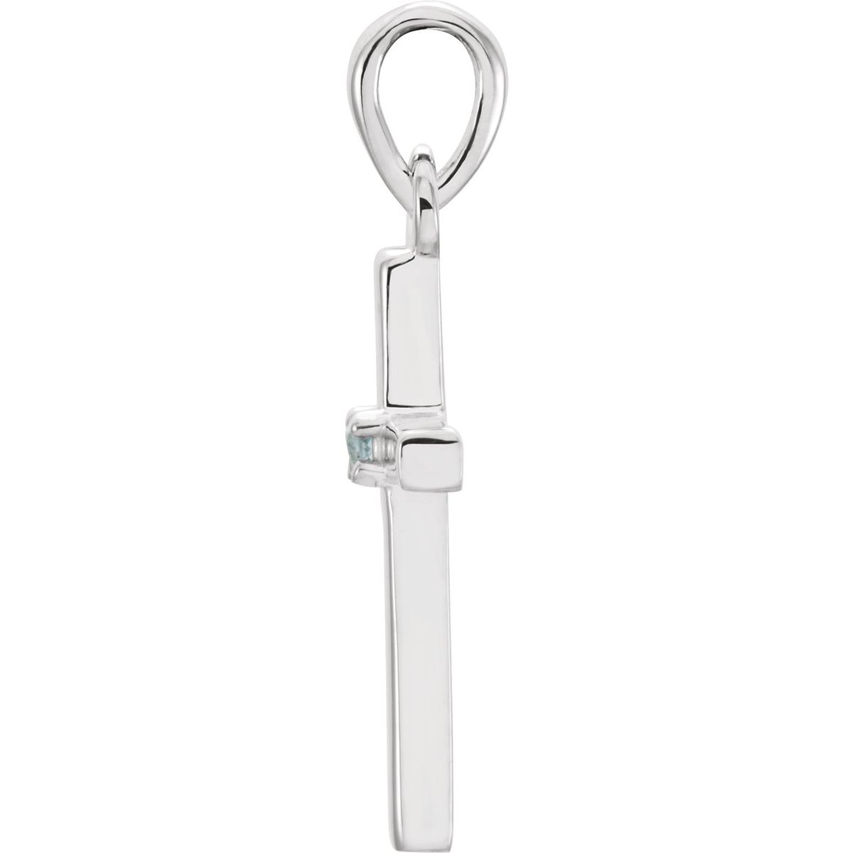 Natural Aquamarine Cross Pendant in 14k white gold