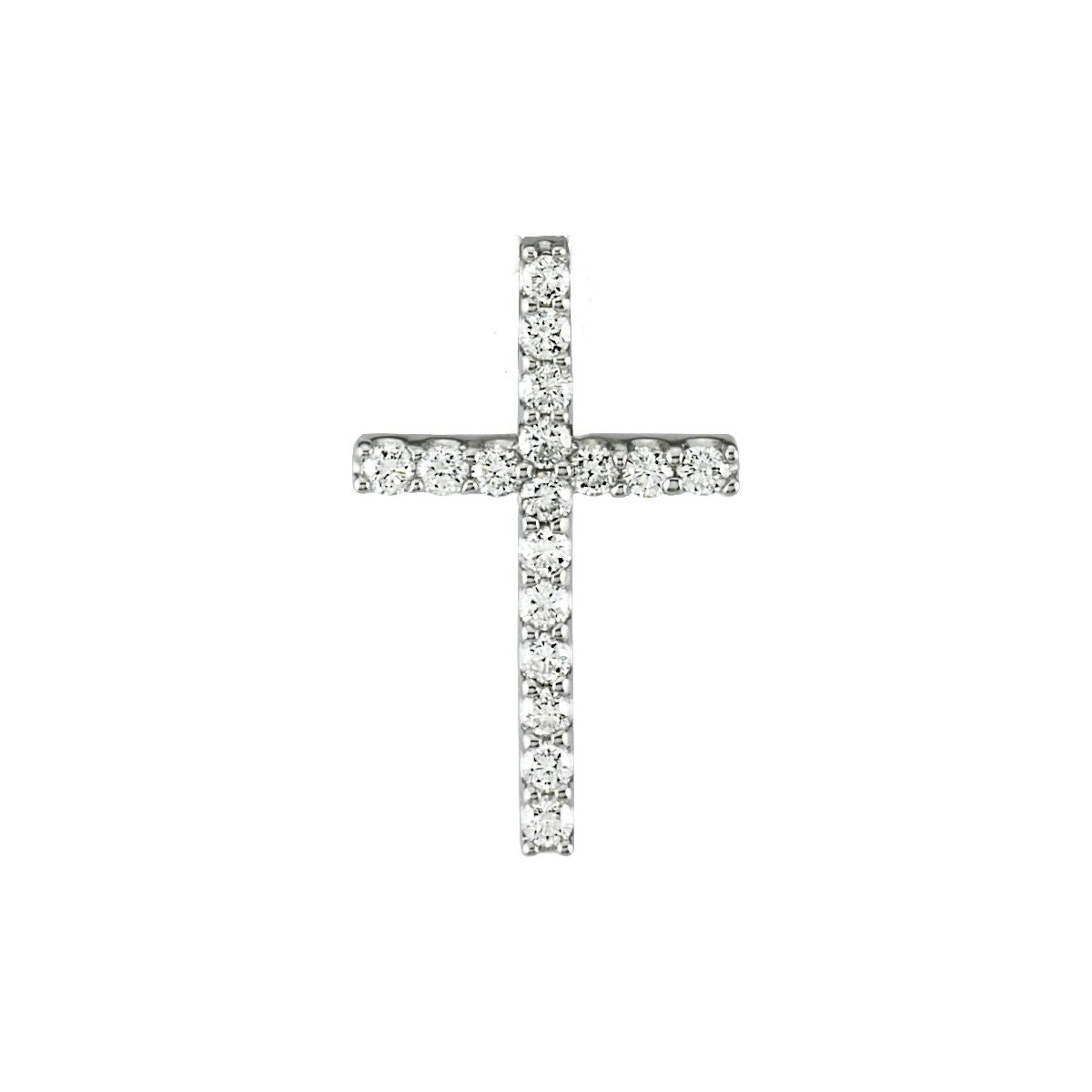 Lab-Grown Diamond Petite Cross Pendant in 14k rose gold