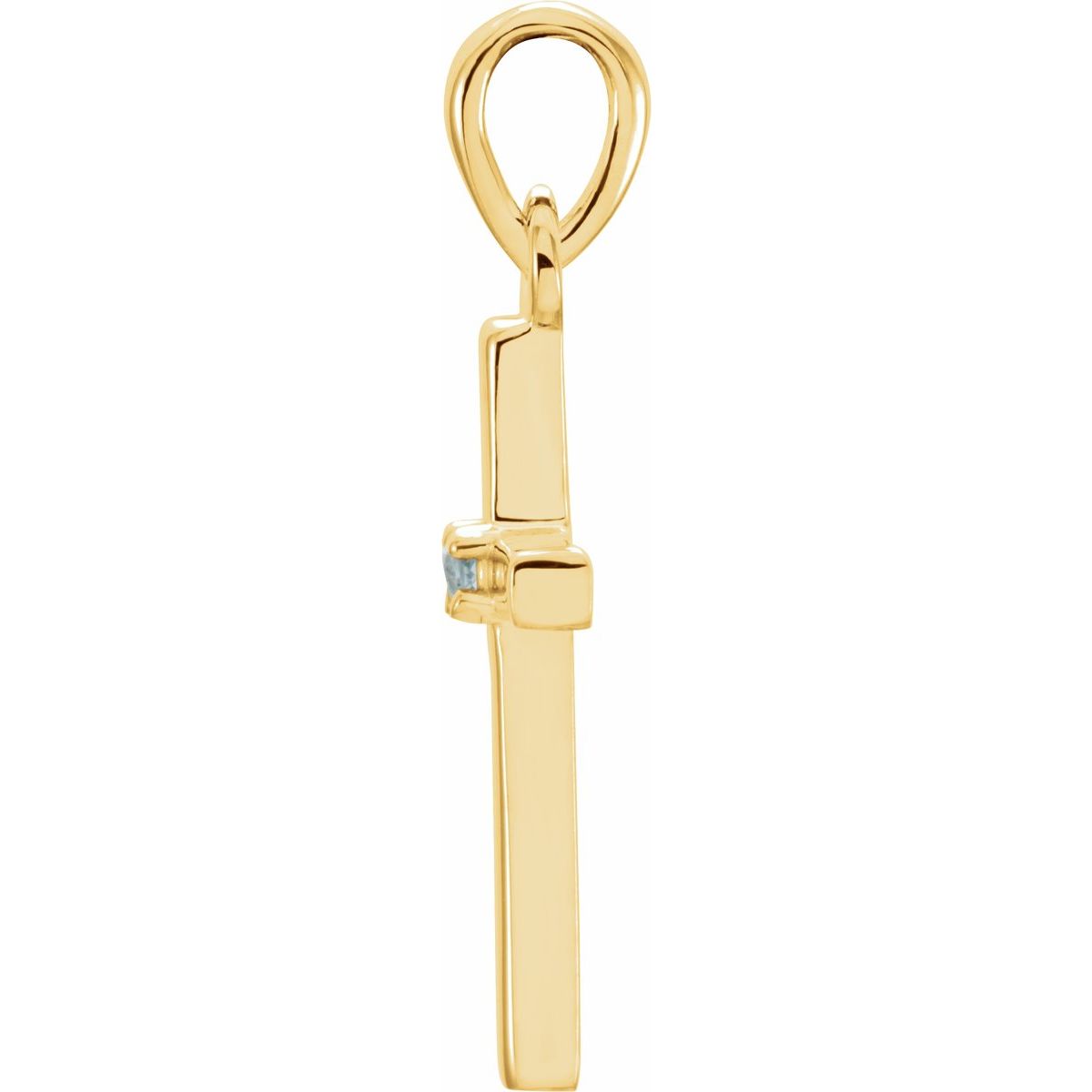 Natural Aquamarine Cross Pendant in 14k yellow gold