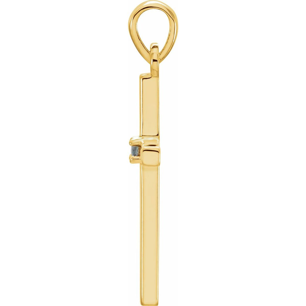 Natural Alexandrite Cross Pendant in 14k yellow gold