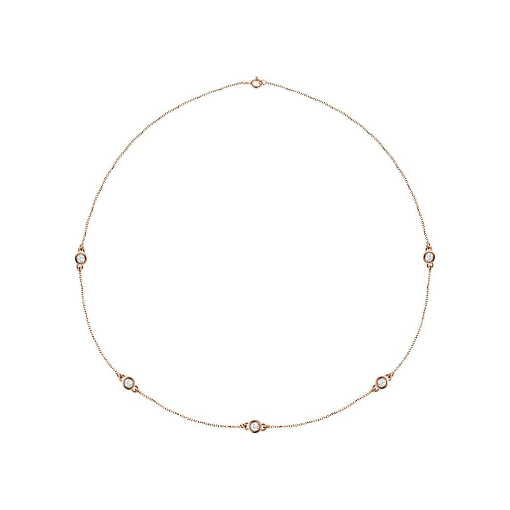 1 CTW Lab-Grown Diamond 5-Station Necklace in 14k rose gold