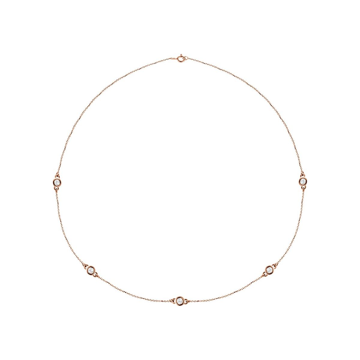 1 CTW Lab-Grown Diamond 5-Station Necklace in 14k rose gold