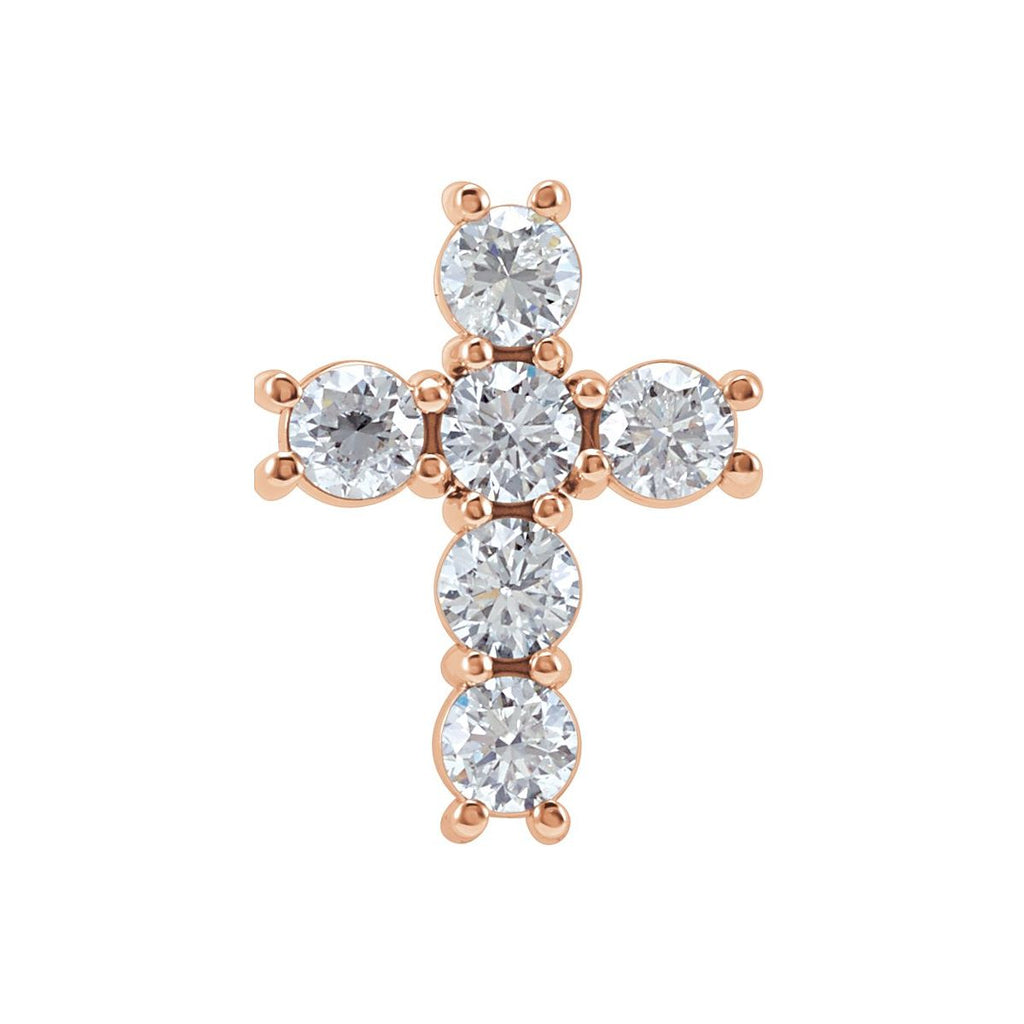 1 1/6 CTW Natural Diamond Cross Pendant in 14k rose gold