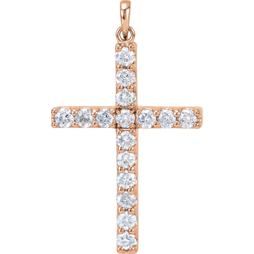 1 3/8 CTW Natural Diamond Cross Pendant in 14k rose gold