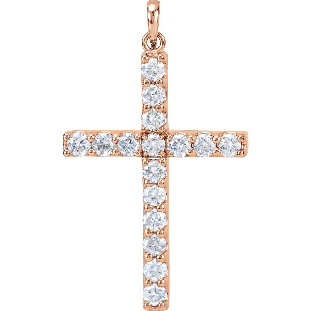 1 3/8 CTW Natural Diamond Cross Pendant in 14k rose gold