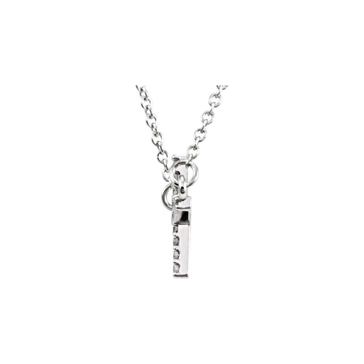 .08 CTW Natural Diamond Sideways Cross Necklace in 14k white gold