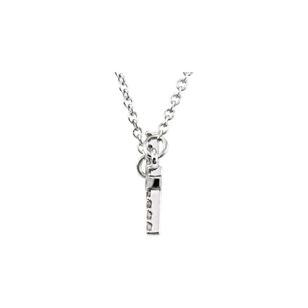 .07 CTW Natural Diamond Sideways Cross Necklace in platinum