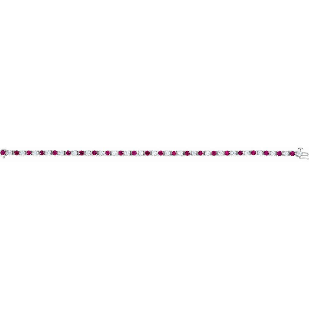 Lab-Grown Ruby & 2 3/8 CTW Lab-Grown Diamond Line Bracelet in 14k white gold