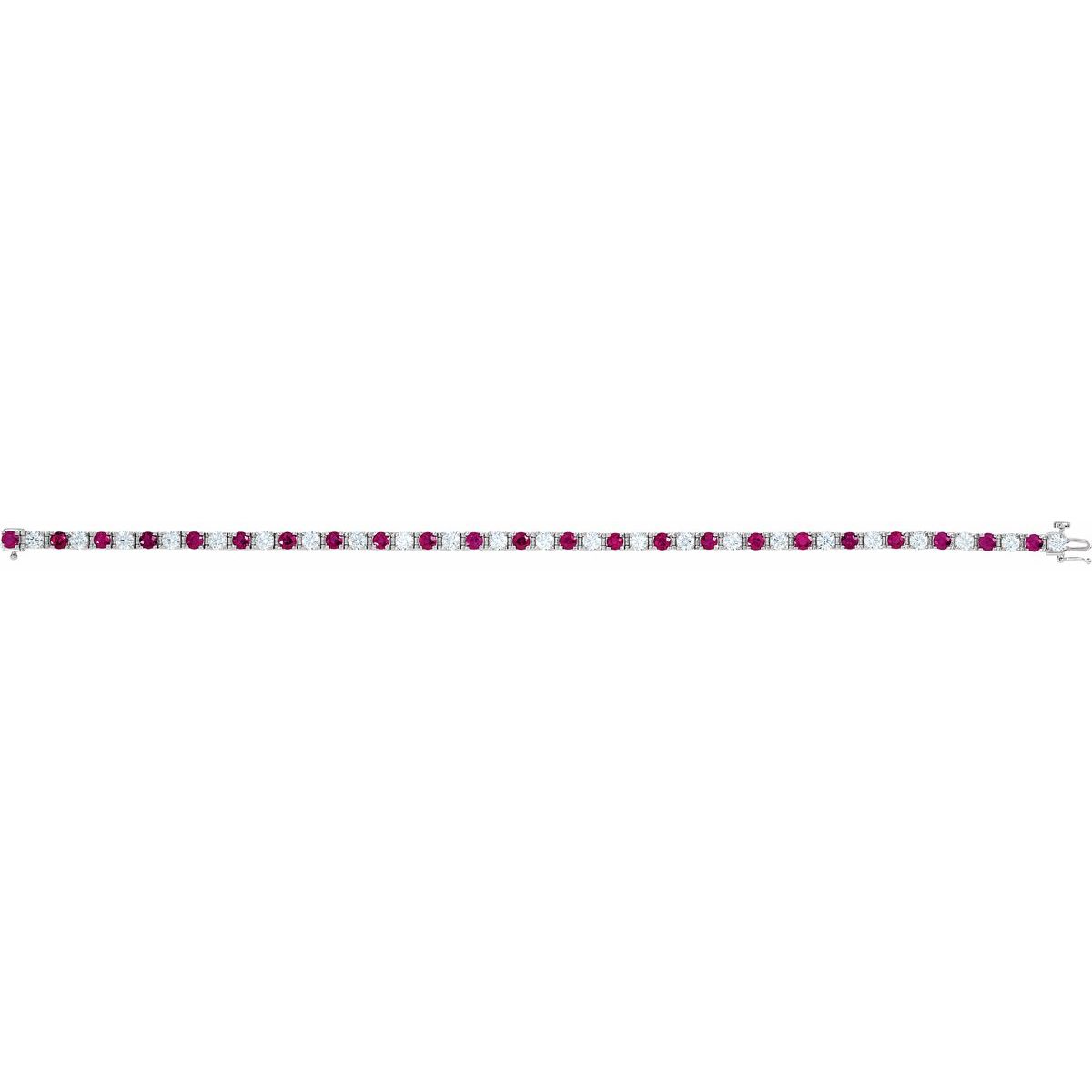 Lab-Grown Ruby & 2 3/8 CTW Lab-Grown Diamond Line Bracelet in 14k white gold