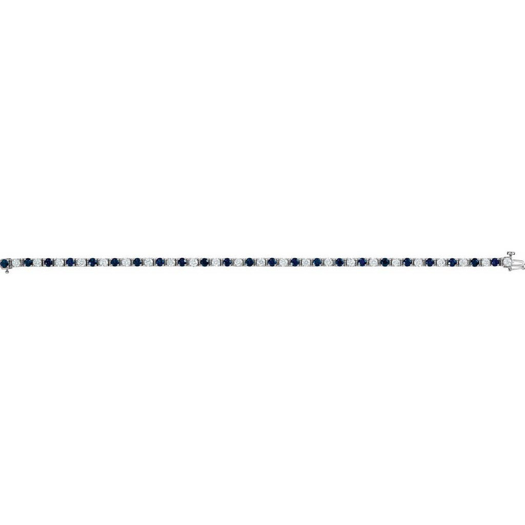 Lab-Grown Blue Sapphire & 2 3/8 CTW Lab-Grown Diamond Line Bracelet in 14k white gold