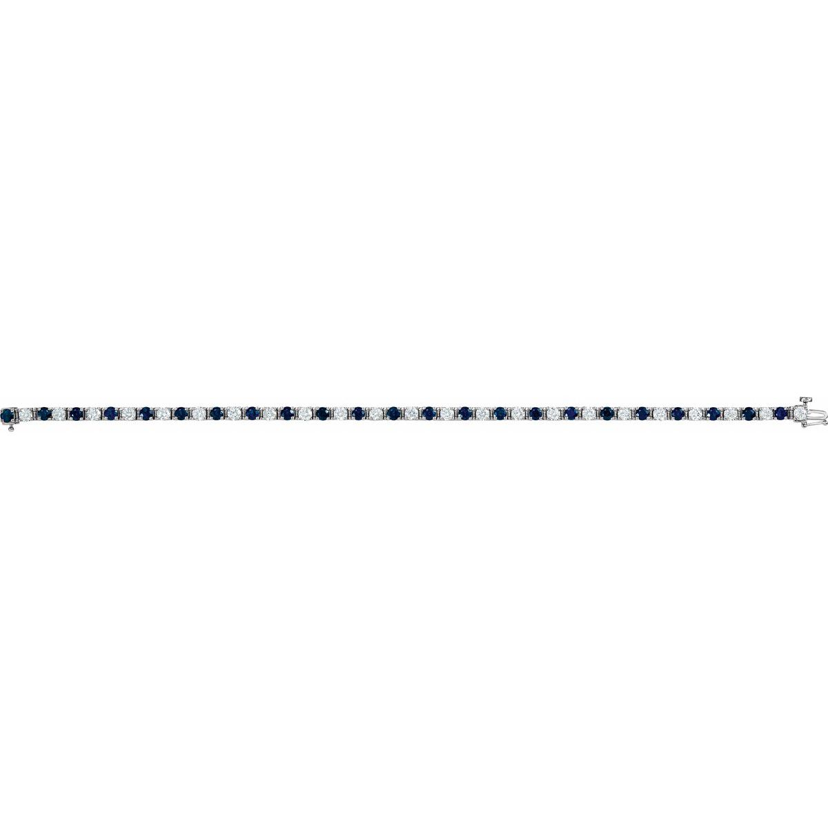 Lab-Grown Blue Sapphire & 2 3/8 CTW Lab-Grown Diamond Line Bracelet in 14k white gold