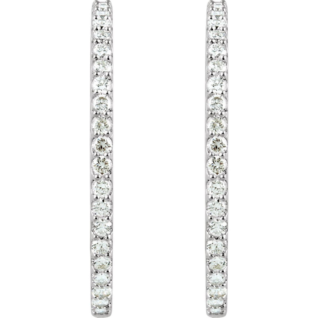 6 1/2 CTW Lab-Grown Diamond Inside-Outside 51 mm Hinged Hoop Earrings in 14k white gold