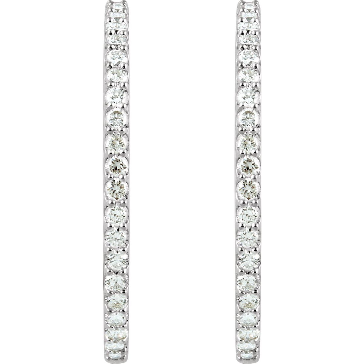 5 CTW Lab-Grown Diamond Inside-Outside 41.5 mm Hinged Hoop Earrings in 14k white gold