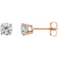 Natural Diamond Four-Prong Stud Earrings in 14k rose gold