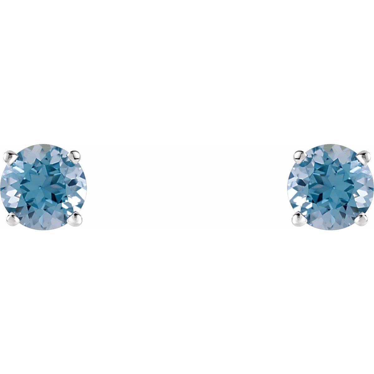 Natural Aquamarine Four-Prong Stud Earrings in 14k white gold
