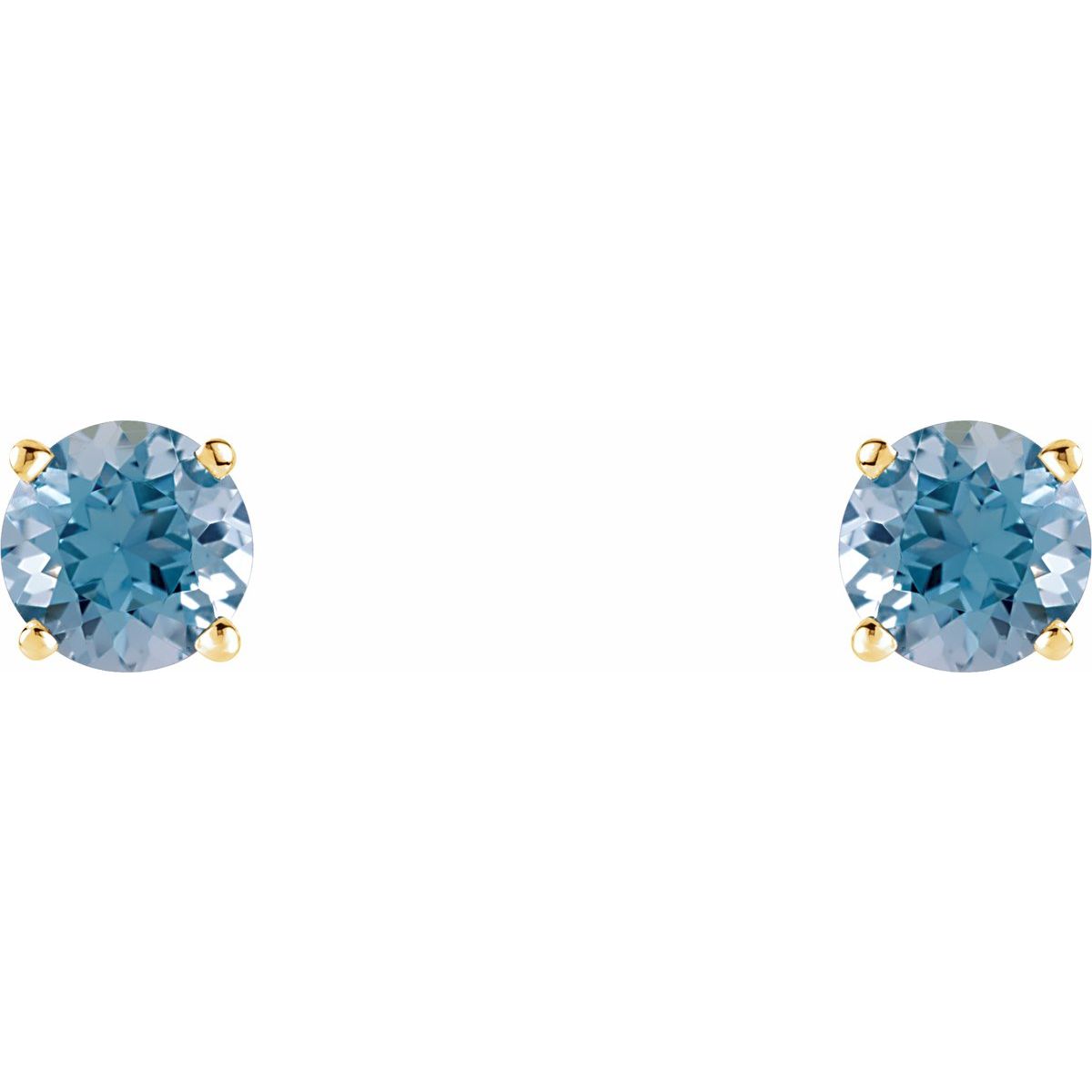 Natural Aquamarine Four-Prong Stud Earrings in 14k yellow gold
