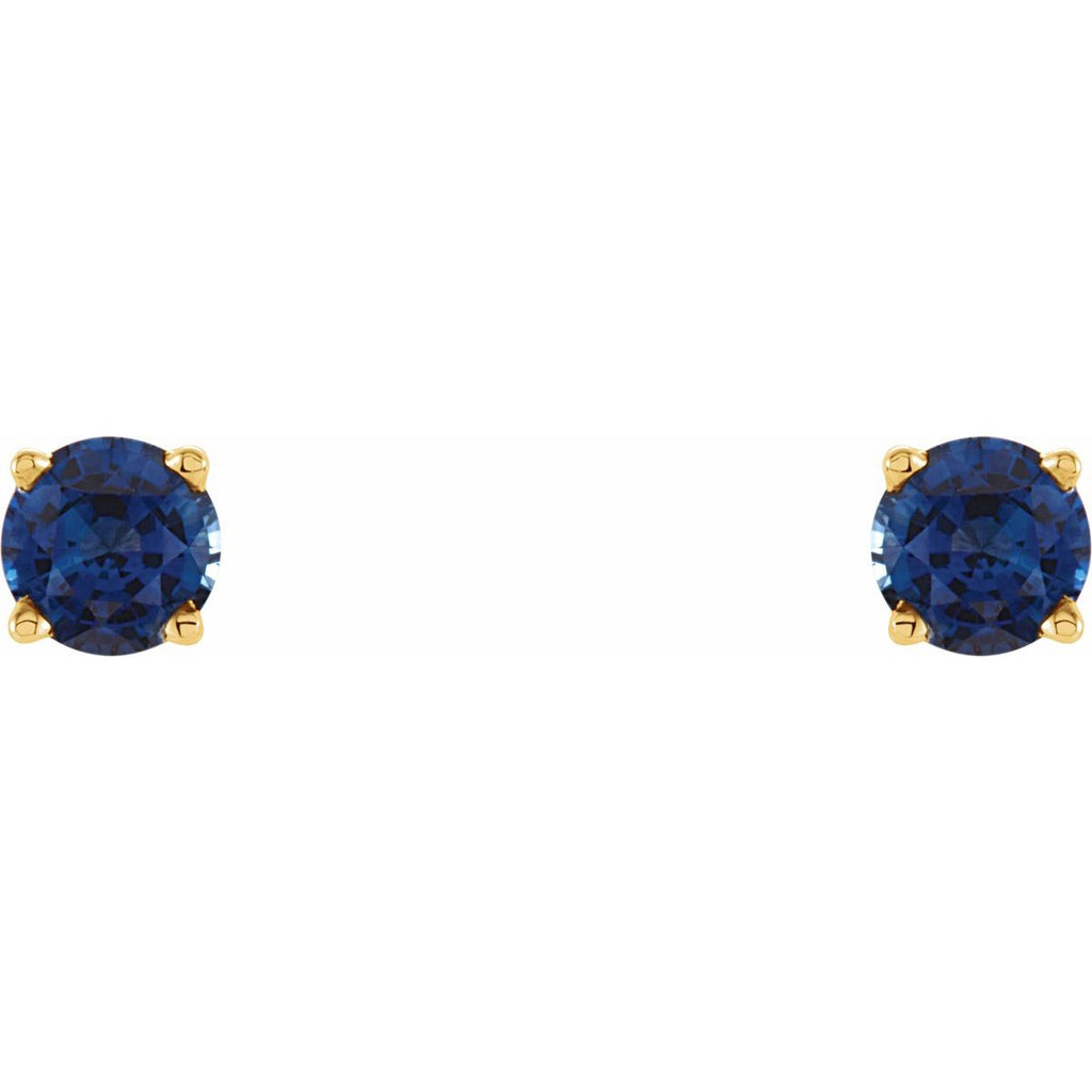Natural Blue Sapphire Four-Prong Stud Earrings in 14k yellow gold