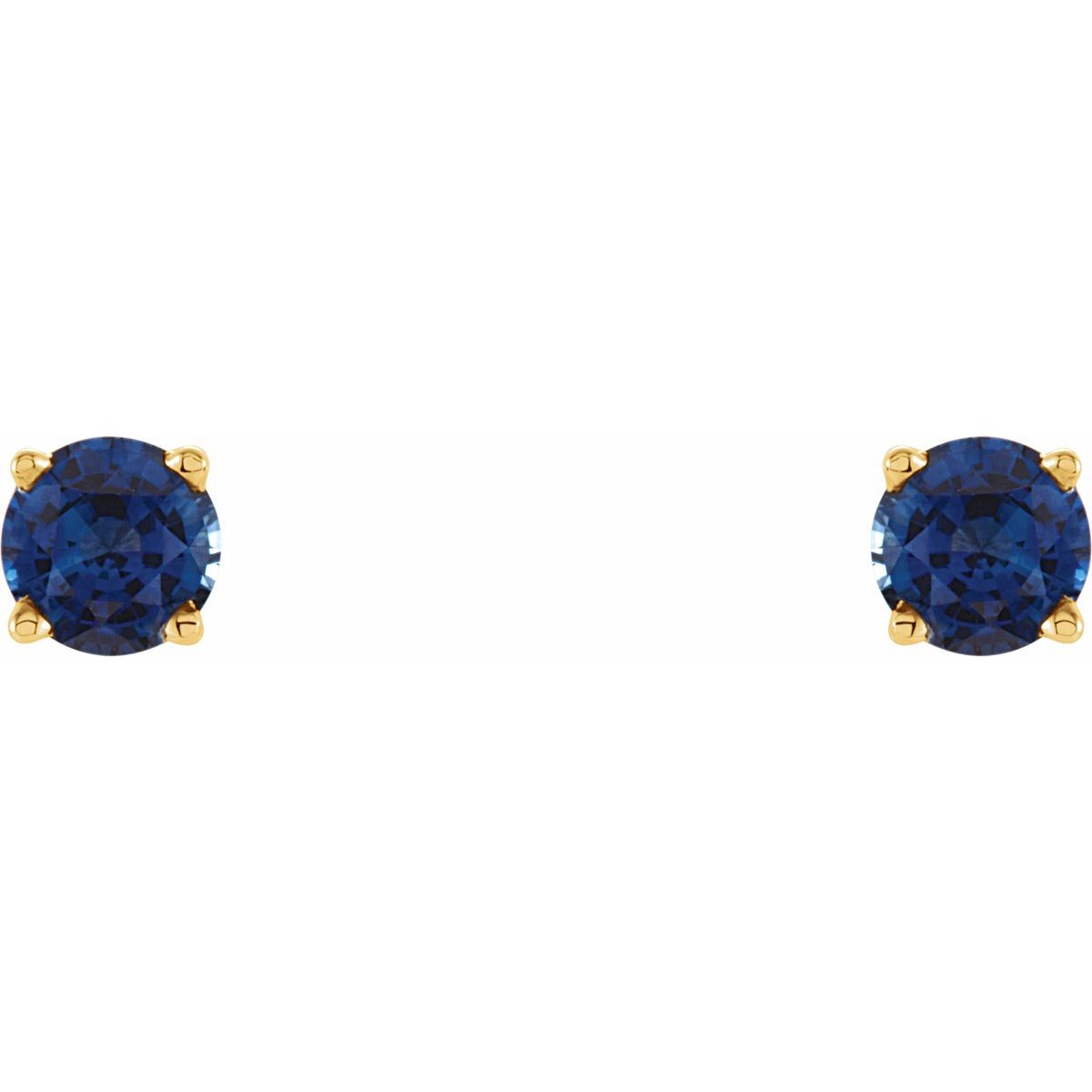 Natural Blue Sapphire Four-Prong Stud Earrings in 14k yellow gold