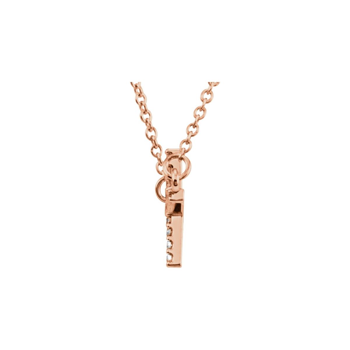 .08 CTW Natural Diamond Sideways Cross Necklace in 14k rose gold
