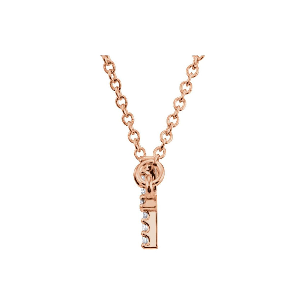 .07 CTW Natural Diamond Sideways Cross Necklace in 14k rose gold