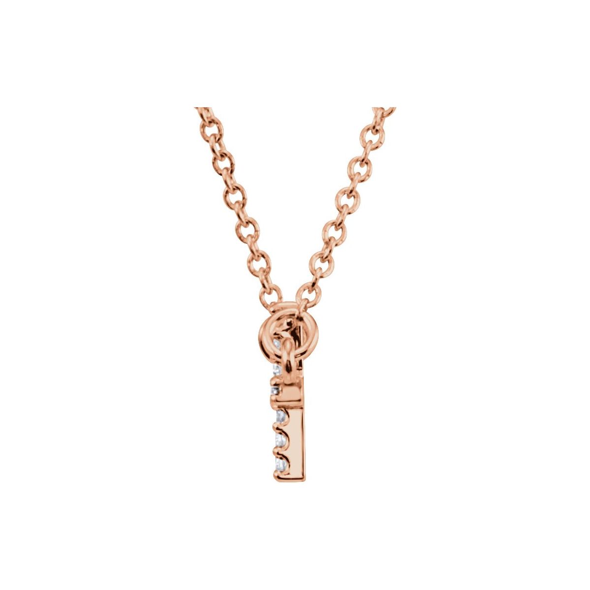 .07 CTW Natural Diamond Sideways Cross Necklace in 14k rose gold
