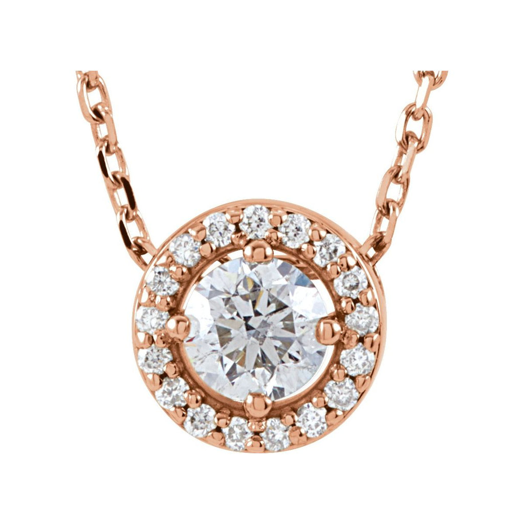 1/5 CTW Natural Diamond Halo-Style Necklace in 14k rose gold