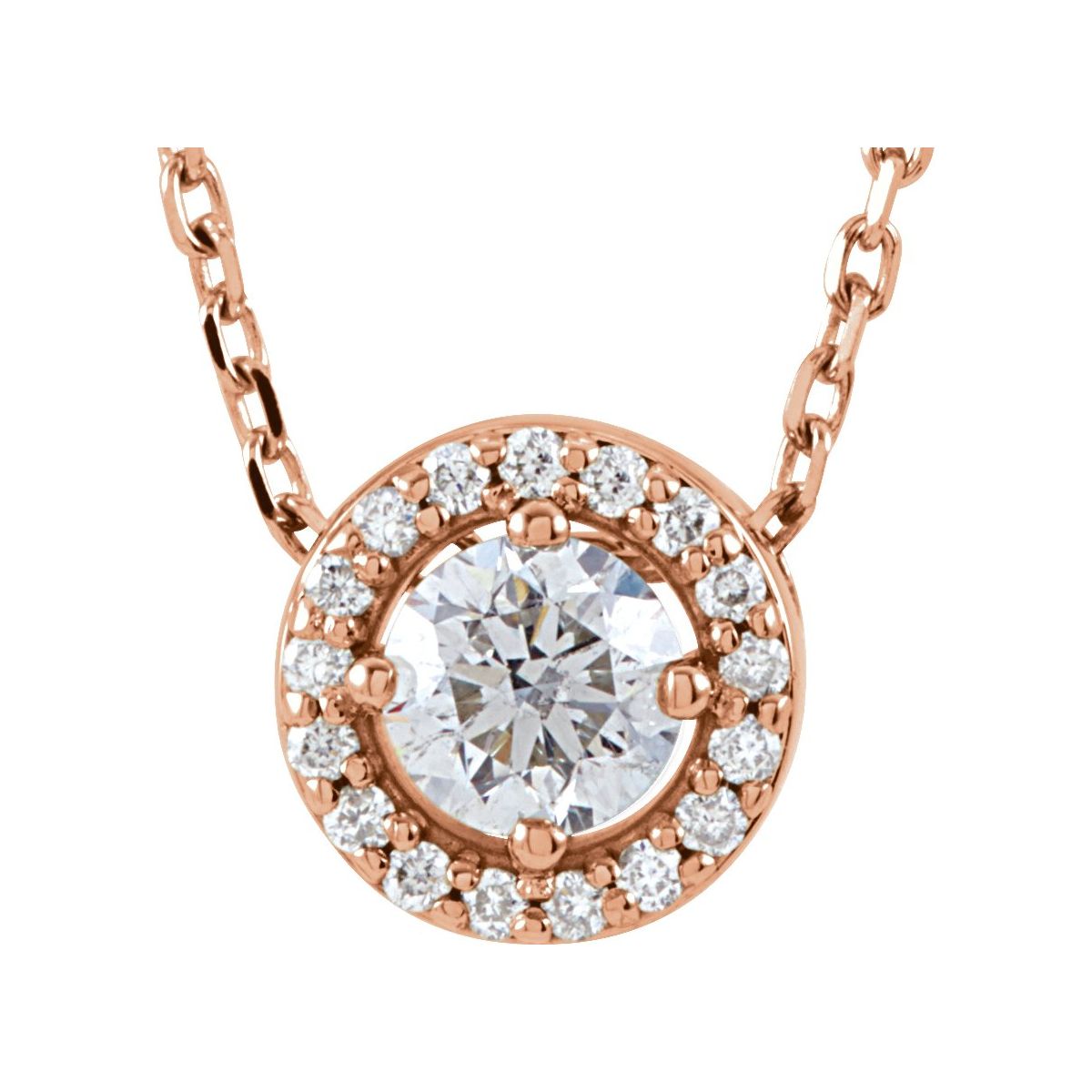 1/5 CTW Natural Diamond Halo-Style Necklace in 14k rose gold