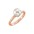 7.5-8 mm Cultured White Freshwater Pearl Ring in 14k rose gold