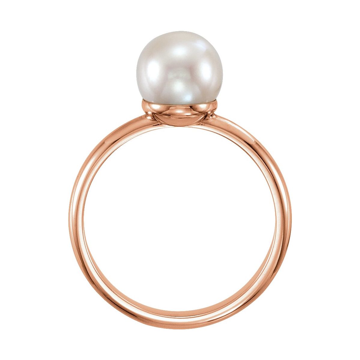7.5-8 mm Cultured White Freshwater Pearl Ring in 14k rose gold