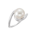 9.5-10.0 mm Cultured White Freshwater Pearl Ring in 14k white gold