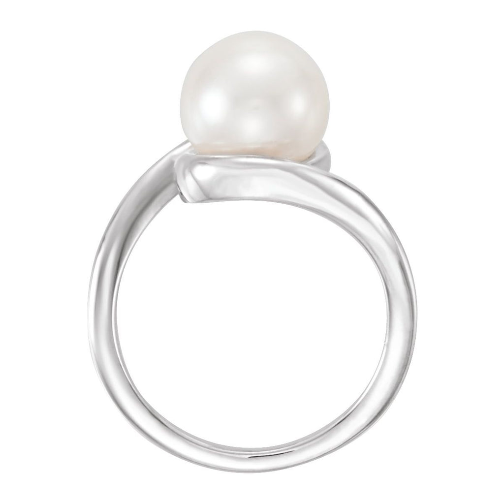 9.5-10.0 mm Cultured White Freshwater Pearl Ring in 14k white gold
