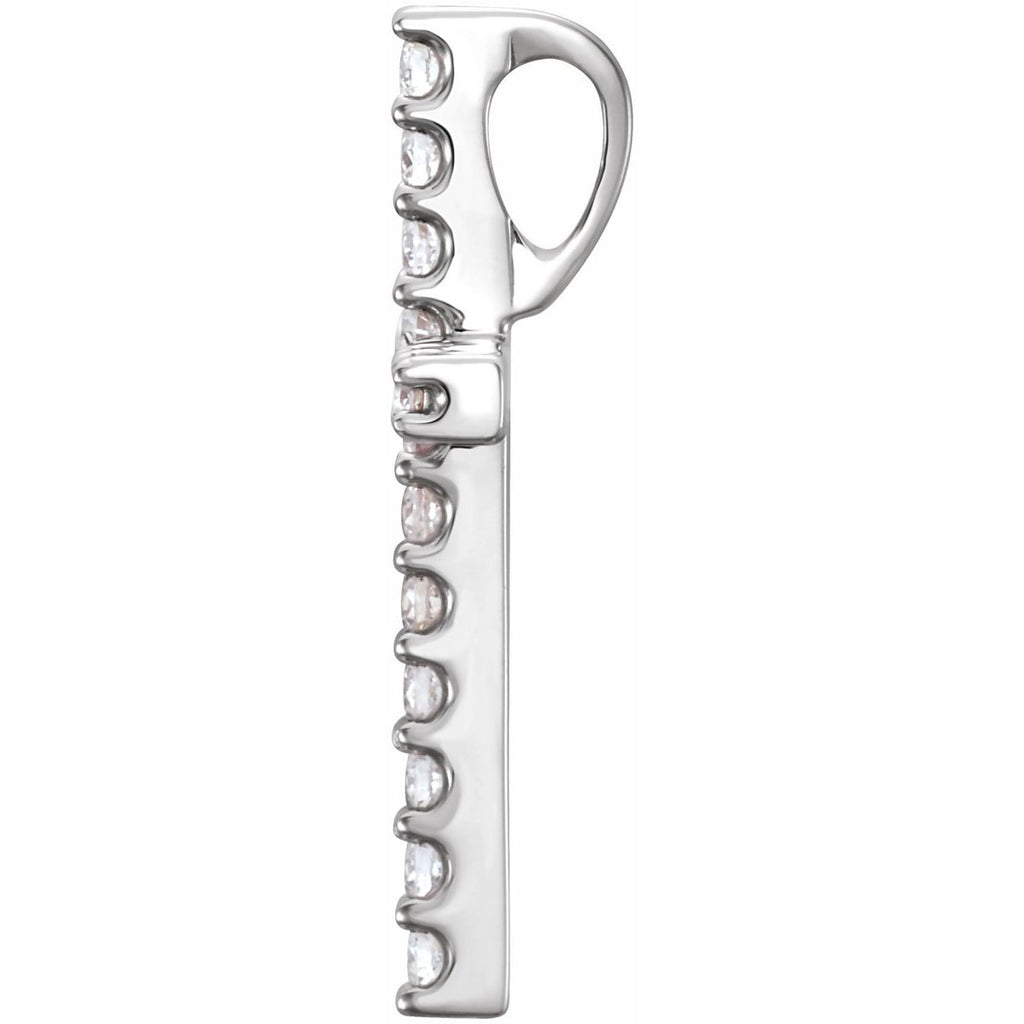 Lab-Grown Diamond Petite Cross Pendant in 14k white gold