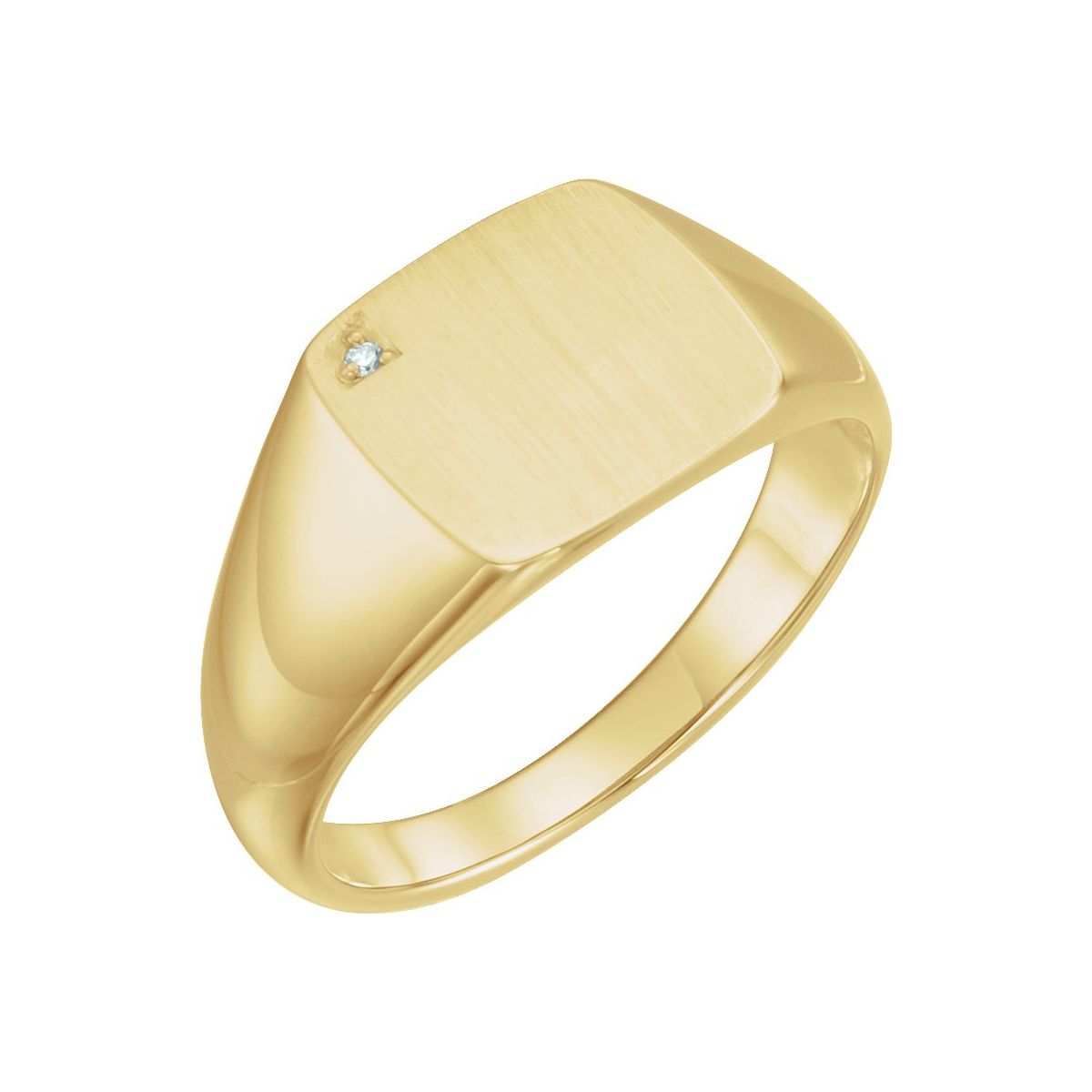 .0075 CT Natural Diamond 12 mm Square Signet Ring