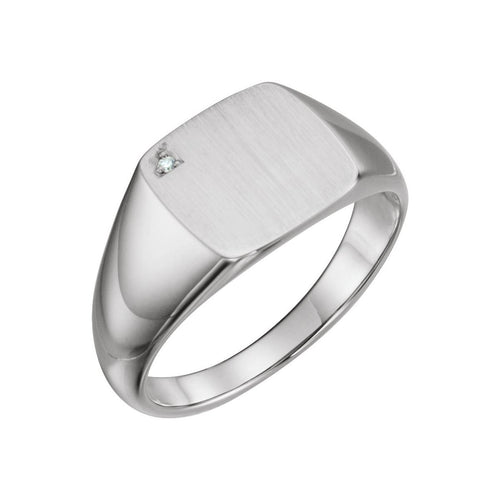 .0075 CT Natural Diamond 12 mm Square Signet Ring