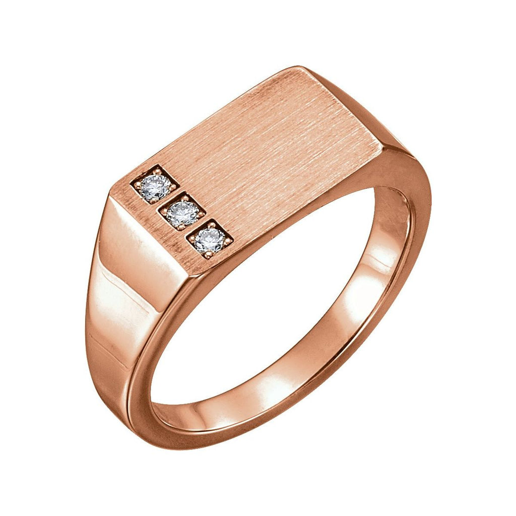1/10 CTW Natural Diamond Signet Ring in 14k rose gold