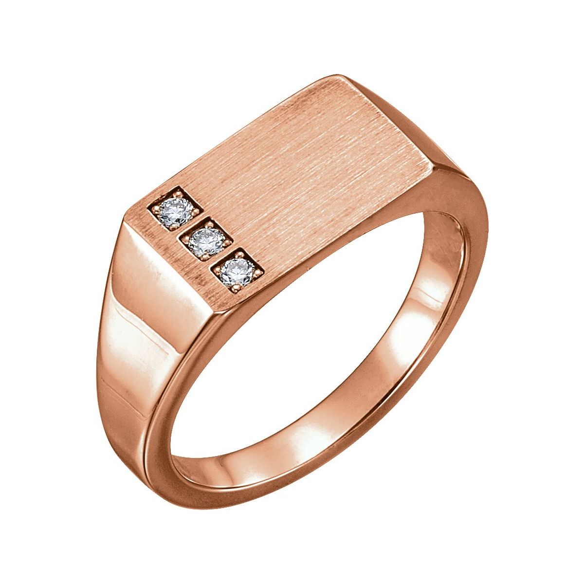 1/10 CTW Natural Diamond Signet Ring in 14k rose gold