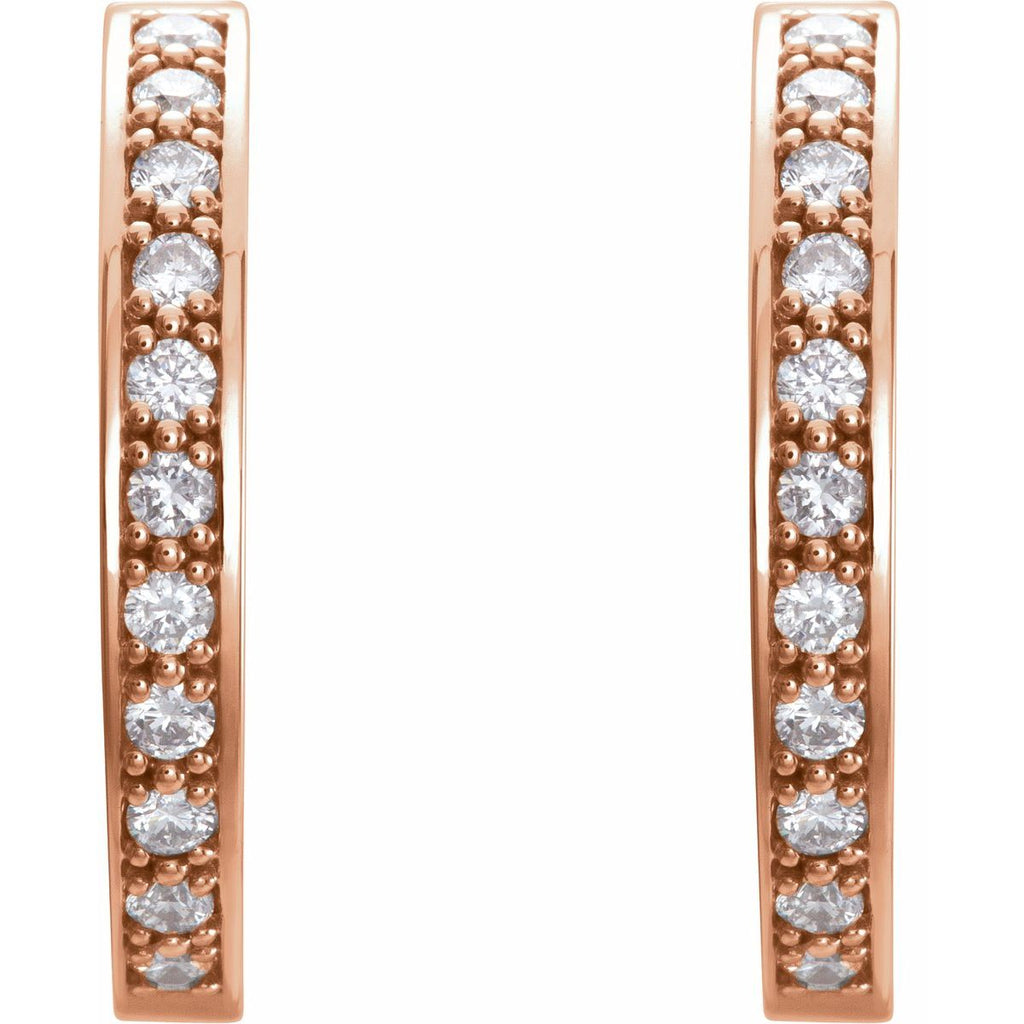 1 CTW Natural Diamond Inside-Outside 22.8 mm Hoop Earrings in 14k rose gold