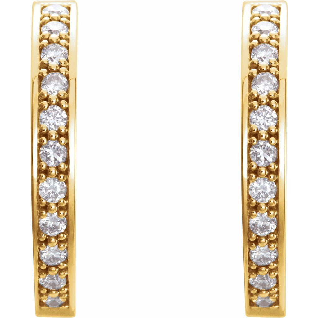 1 CTW Natural Diamond Inside-Outside 22.8 mm Hoop Earrings in 14k yellow gold